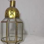 posed glass and copper lamp