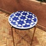traditional moroccan white and blue zellige table